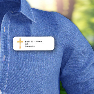 Porte-nom Christian Gold Cross, Classique 3" x 1"