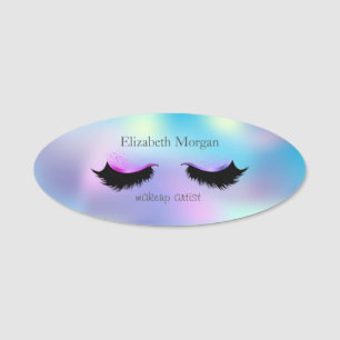 Porte-nom Cils faux holographiques ombrés élégants