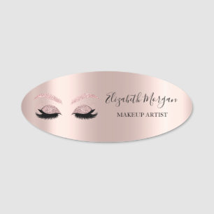 Porte-nom Cils Faux Pailletés, Maquillage Rose Gold