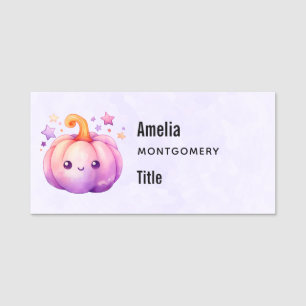Porte-nom Citrouille Pastel avec Étoiles Entreprise Mignonne