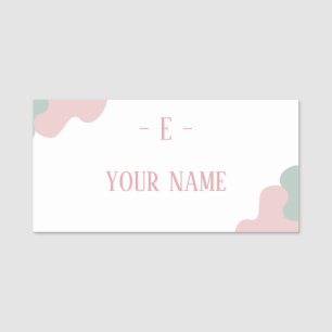 Porte-nom clair pastel personnalisé rose simple