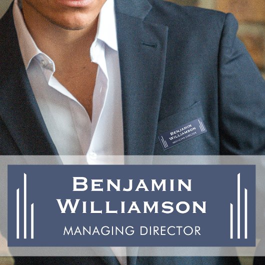 Porte-nom Classic Classic Marine Bleue Professionnelle