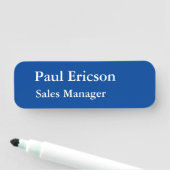 Porte-nom Classique Elégant Plat Professionnel Bleu Profond (En situation)