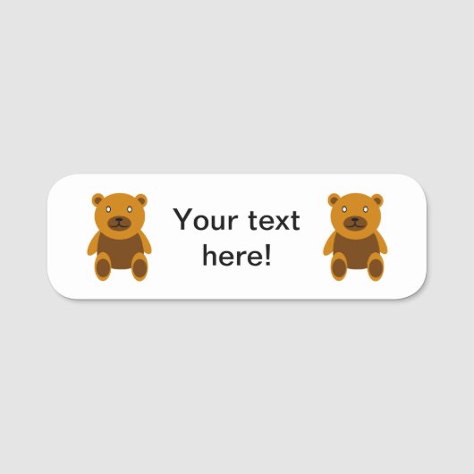 Porte-nom Clipart Brown de nounours (Devant)