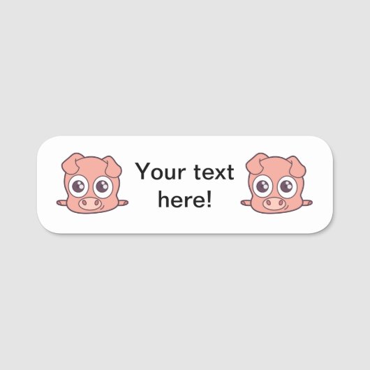 Porte-nom Clipart mignon de porc (Devant)