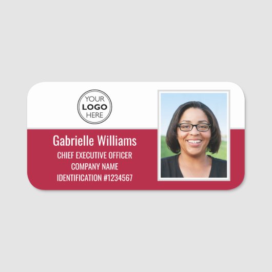 Porte-nom Code de l'employé - photo Sécurité rouge (Devant)