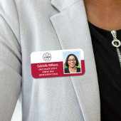 Porte-nom Code de l'employé - photo Sécurité rouge