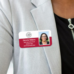 Porte-nom Code de l'employé - photo Sécurité rouge