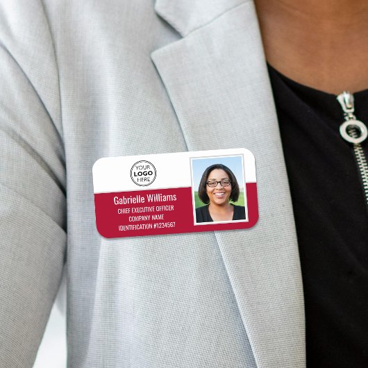 Porte-nom Code de l'employé - photo Sécurité rouge