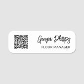 Porte-nom Code QR du script noir employé (Devant)