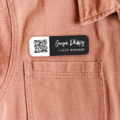 Porte-nom Code QR noir et blanc - Script de brosse