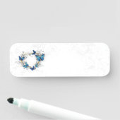 Porte-nom Coeur bijoux avec papillons Morpho (En situation)