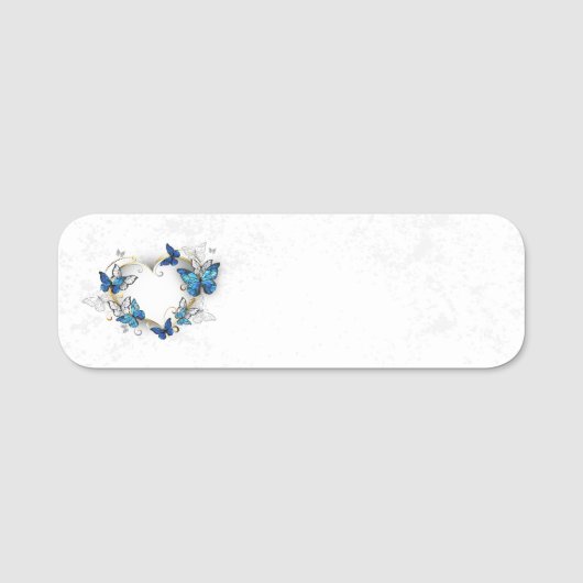 Porte-nom Coeur bijoux avec papillons Morpho (Devant)