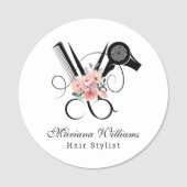 Porte-nom coiffeur coiffeur barbier floral ciseaux salon de  (Devant)