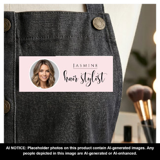 Porte-nom Coiffeur Styliste Employé Rose Pâle Photo