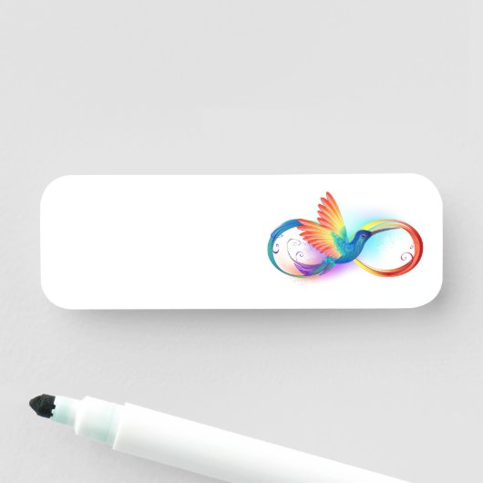 Porte-nom Colibri arc-en-ciel avec symbole Infinity (En situation)