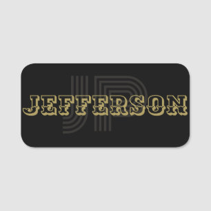 Porte-nom Combinaison de polices uniques en noir et or sophi