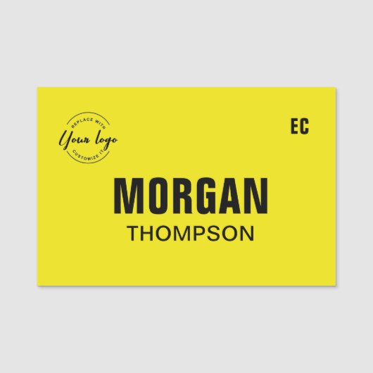 Porte-nom Comité de logo personnalisé jaune vif (Devant)