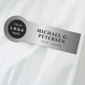 Porte-nom Company business logo faux silver employee