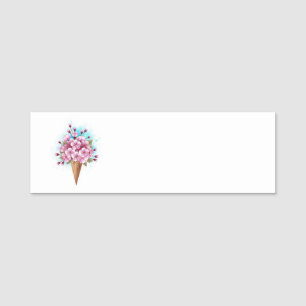 Porte-nom Cône rose Sakura crème glacée gaufre
