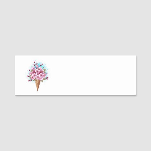 Porte-nom Cône rose Sakura crème glacée gaufre (Devant)