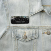 Porte-nom Confetti coloré tendance Noir (En situation)