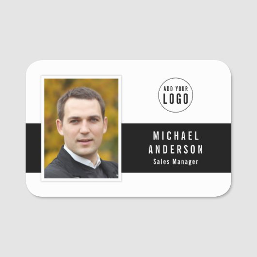 Porte-nom Couleur de centre modifiable Ajouter votre photo d (Devant)