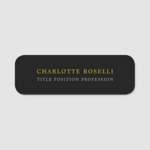 Porte-nom Couleur minimaliste classique professionnelle Noir