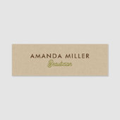 Porte-nom Couleur naturelle texture de ligne classique (Devant)