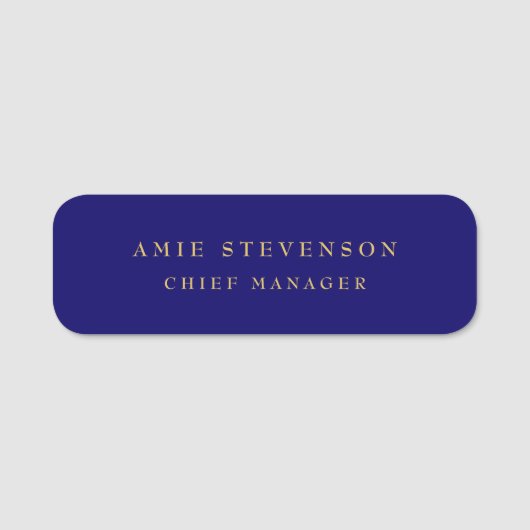 Porte-nom Couleurs d'or bleu Professional Classic Plain (Devant)
