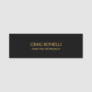 Porte-nom Couleurs noires d'or clair minimaliste moderne