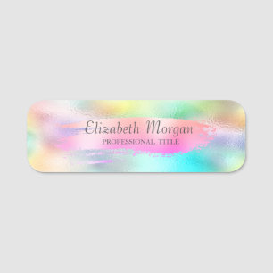 Porte-nom Coup de pinceau rose, ombre colorée holographique