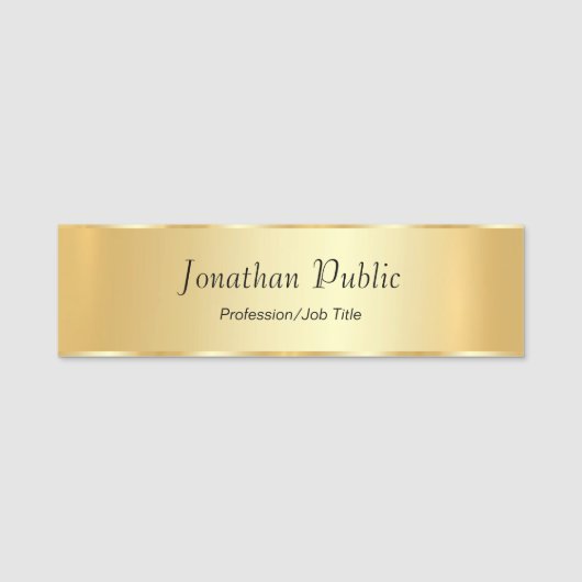 Porte-nom Coutume Gold Look Glamorisant Modèle de script mod (Devant)