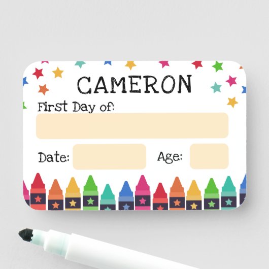 Porte-nom Crayons & Étoiles Premier Jour d'École (En situation)