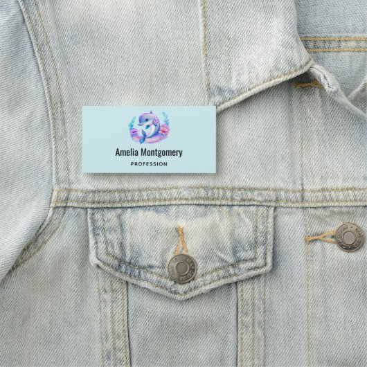 Porte-nom Créature Mer Dauphin Cute (En situation)