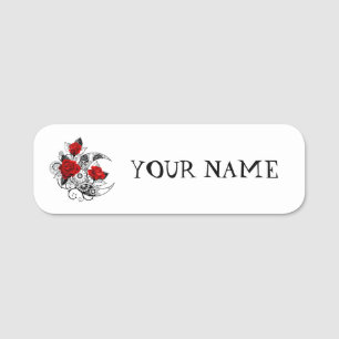 Porte-nom Croissant mécanique avec roses rouges