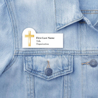 Porte-nom Croix d'or chrétienne, 3 po x 1,5 po en forme