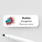 Porte-nom Crowntail betta fish dessin animé (En situation)