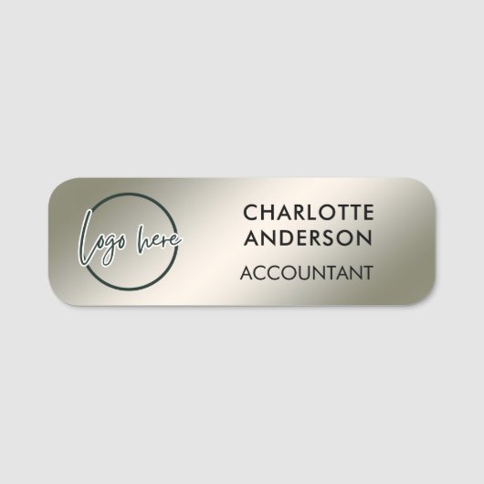 Porte-nom Custom Business Logo Basic Employee Silver  Staff  (Devant)