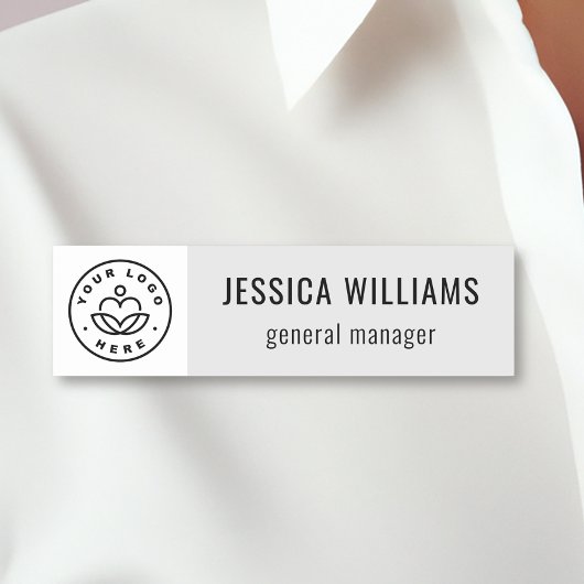 Porte-nom Custom Company Logo Gray Employee