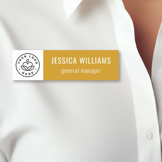 Porte-nom Custom Company Logo Mustard Yellow Employee