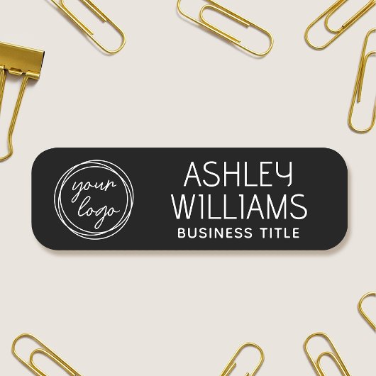 Porte-nom Custom Employee Name Logo Business Modern Black