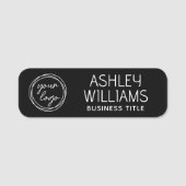 Porte-nom Custom Employee Name Logo Business Modern Black (Devant)