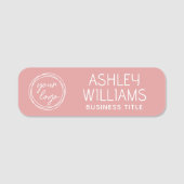 Porte-nom Custom Employee Name Logo Business Modern Pink (Devant)