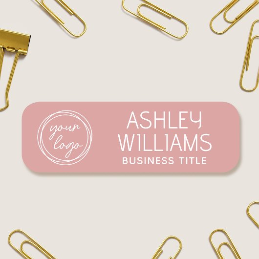 Porte-nom Custom Employee Name Logo Business Modern Pink