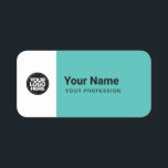 Porte-nom Custom Large Pin Name Tag or Magnetic with Logo<br><div class="desc">Easily personalize this Custom Safety Large Visitor or Employee Pin with name, profession, job title and business logo. A simple business design in turquoise light blue and white colors fully customizable, sans-serif basic and modern fonts and a professional and clear look. Available with safety pin back or magnetic back fastener,...</div>