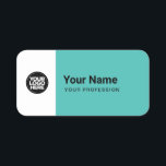 Porte-nom Custom Large Pin Name Tag or Magnetic with Logo<br><div class="desc">Easily personalize this Custom Safety Large Visitor or Employee Pin with name, profession, job title and business logo. A simple business design in turquoise light blue and white colors fully customizable, sans-serif basic and modern fonts and a professional and clear look. Available with safety pin back or magnetic back fastener,...</div>