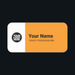 Porte-nom Custom Large Pin Name Tag or Magnetic with Logo<br><div class="desc">Easily personalize this Custom Safety Large Visitor or Employee Pin with name, profession, job title and business logo. A simple business design in orange and white colors fully customizable, sans-serif basic and modern fonts and a professional and clear look. Available with safety pin back or magnetic back fastener, with rounded...</div>