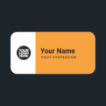 Porte-nom Custom Large Pin Name Tag or Magnetic with Logo<br><div class="desc">Easily personalize this Custom Safety Large Visitor or Employee Pin with name, profession, job title and business logo. A simple business design in orange and white colors fully customizable, sans-serif basic and modern fonts and a professional and clear look. Available with safety pin back or magnetic back fastener, with rounded...</div>