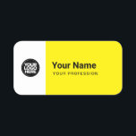 Porte-nom Custom Large Pin Name Tag or Magnetic with Logo<br><div class="desc">Easily personalize this Custom Safety Large Visitor or Employee Pin with name, profession, job title and business logo. A simple business design in vibrant bold gender neutral yellow and white colors fully customizable, sans-serif basic and modern fonts and a professional and clear look. Available with safety pin back or magnetic...</div>